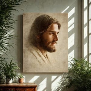 Lienzo mate de Jesús: arte cristiano moderno para pared, listo para colgar