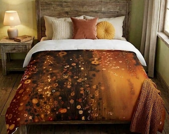 Couette 100 % coton, couvre-lit léger forêt botanique inspiré de Gustav Klimt, imprimé sur une face, literie en 4 tailles