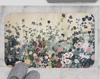 Bath Mat, Gustav Klimt Inspired Unique Cute Bathroom Rug Mat, Colorful Shower Bathmat, Pretty Bathroom Accessories