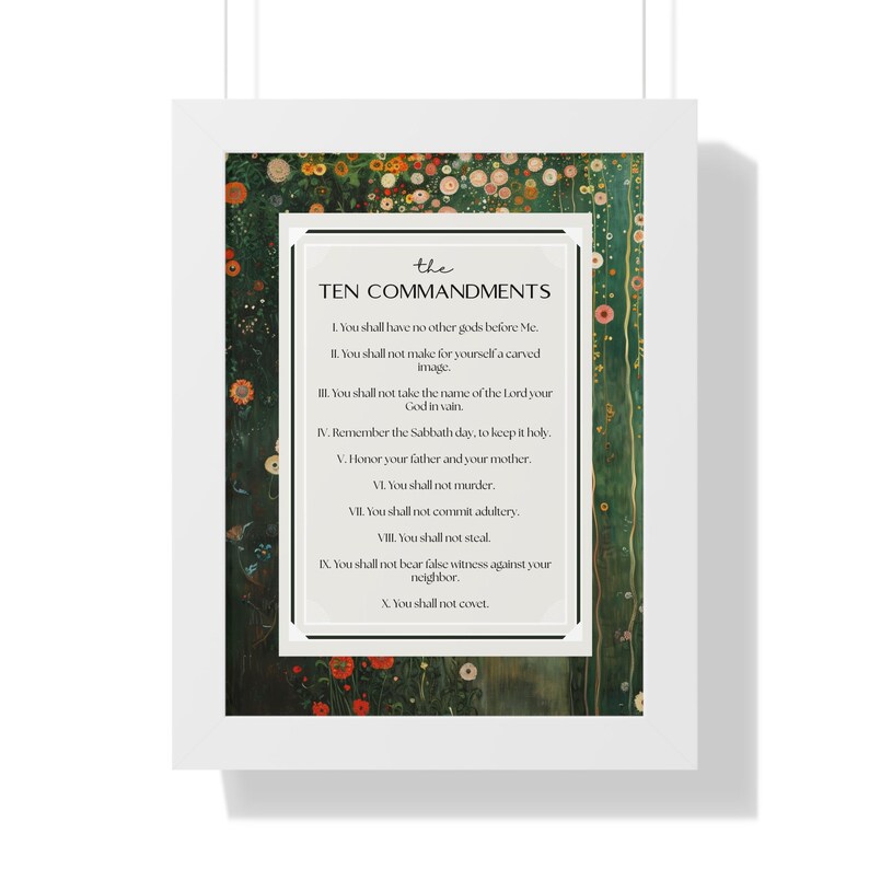 Vertical Commandments Explained Framed Ten Commandments, Vertical Poster, Bible Verse Fine Art: Art ...