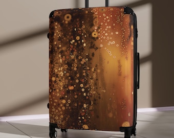 Suitcase, Gustav Klimt Inspired, Bright and Colorful Floral Luggage for Airport, Rolling Weekender Travel Bag Gift for Flight Attendant