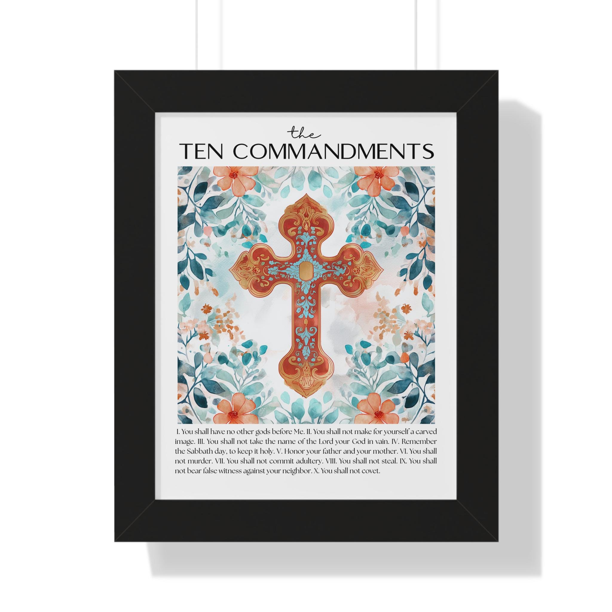 Vertical Commandments Explained Framed Ten Commandments, Vertical Poster, Bible Verse Fine Art: Art ...