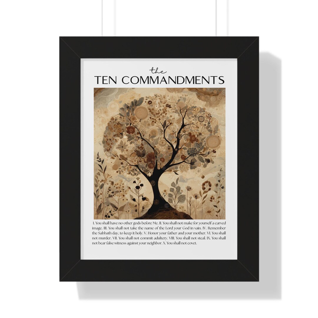 Vertical Commandments Explained Framed Ten Commandments, Vertical Poster, Bible Verse Fine Art: Art ...
