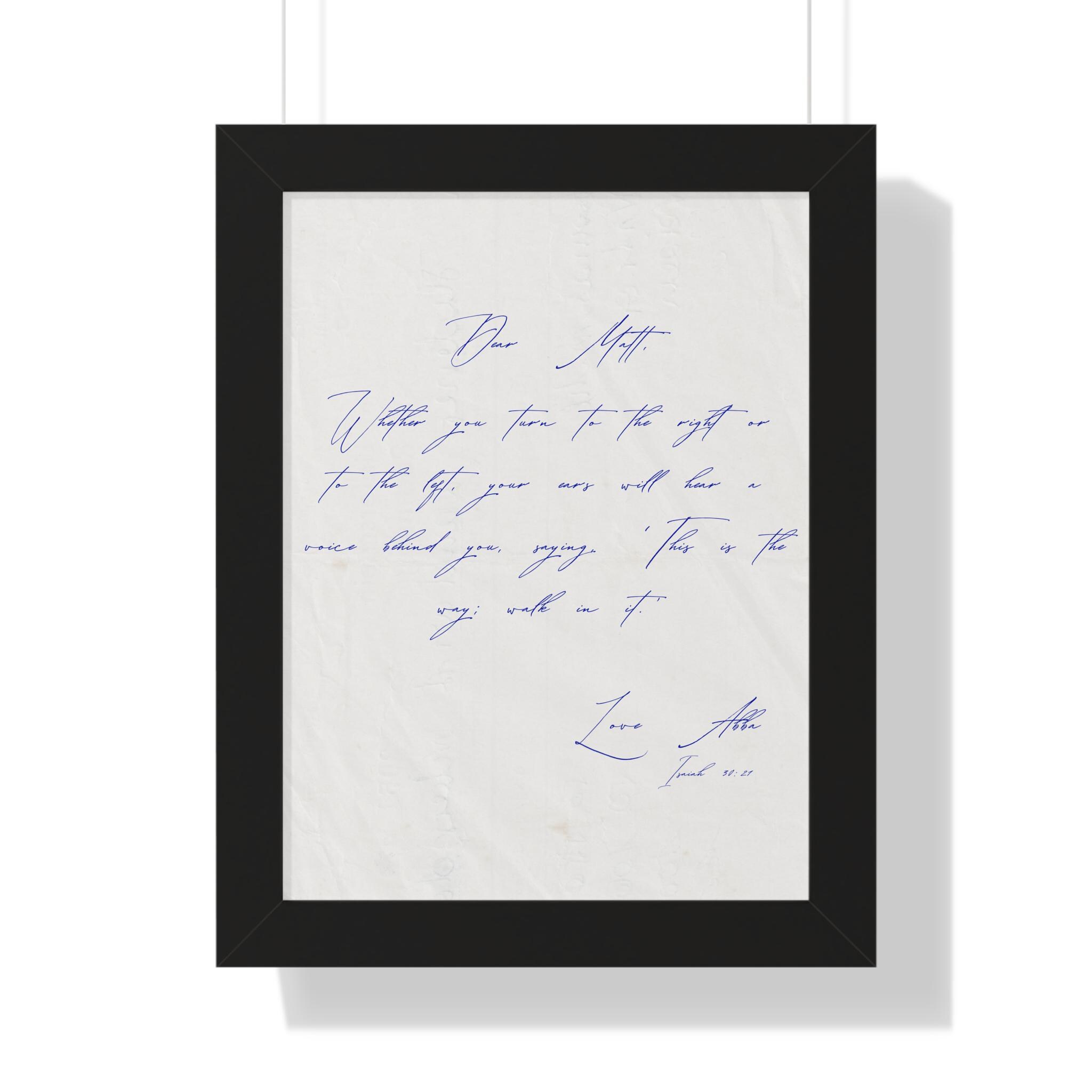 Personalized Letter From God, Framed Vertical Poster, Bible Verse Wall ...