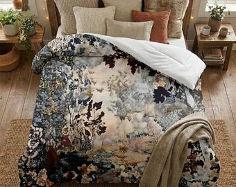 Edredón 100% algodón, diseño Vintage Verdure, ligero y acogedor, estampado a una cara, disponible en 4 tamaños.