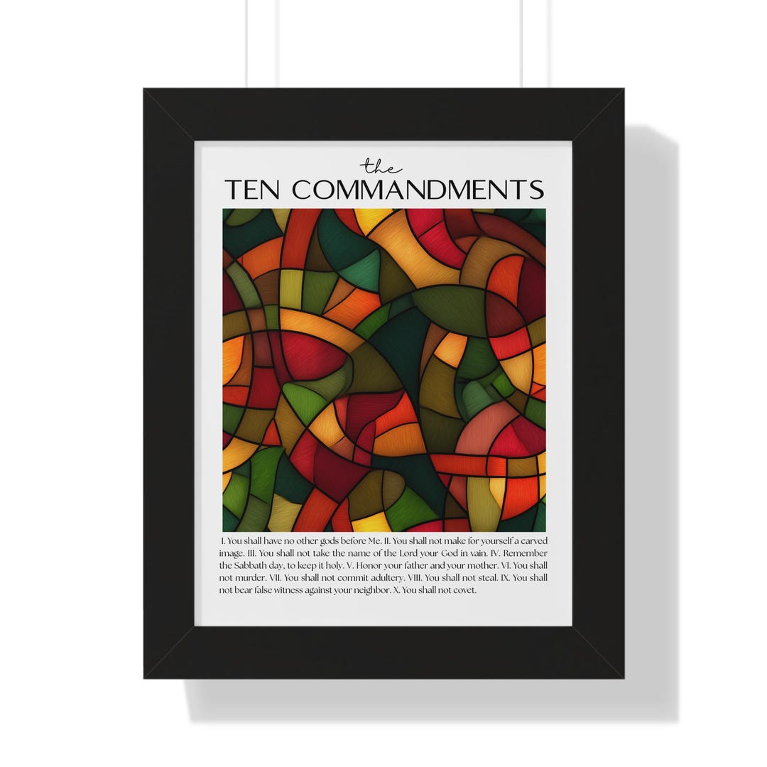 Vertical Commandments Explained Framed Ten Commandments, Vertical Poster, Bible Verse Fine Art: Art ...