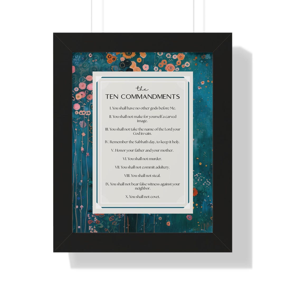 Vertical Commandments Explained Framed Ten Commandments, Vertical Poster, Bible Verse Fine Art: Art ...