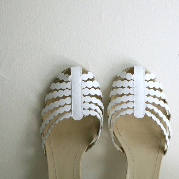 white leather dance shoes gladiator sandals 9/40