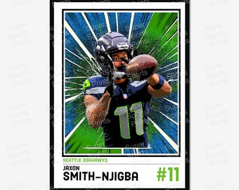 Jaxon Smith-Njigba Seattle Seahawks Poster – Comic Retro NFL Art Print
