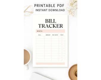 Bill Payment Tracker Printable: Minimalist Expense & Budget Planner (PDF)