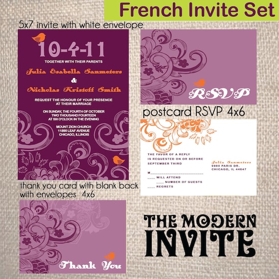 Items similar to French Wedding Invitation Set on Etsy