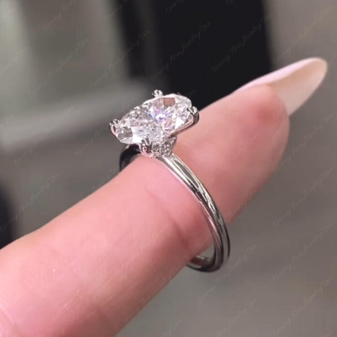 2 CT Oval Cut Moissanite Diamond Ring Oval Engagement Ring 14K Gold ...