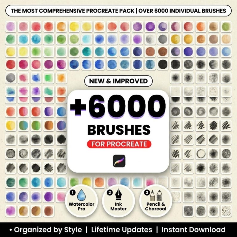6000+ Procreate Brushes Mega Bundle | Drawing, Painting, Calligraphy ...