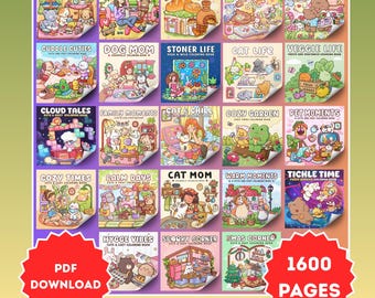 Cozy Coloring Book Bundle, Bold Easy Pages (PDF Download)
