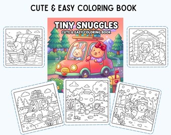 Cozy Coloring Book Bold Easy Designs, Printable PDF, Procreate Pages (Digital Download)