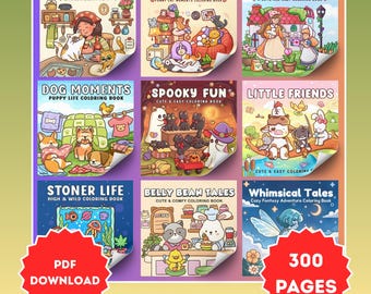 Zestaw przytulnych kolorowanek, śmiałe i łatwe wzory, plik PDF do druku, strony Procreate (pobieranie cyfrowe)