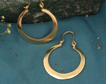 Gold Crescent Moon Earrings, Boho Jewelry