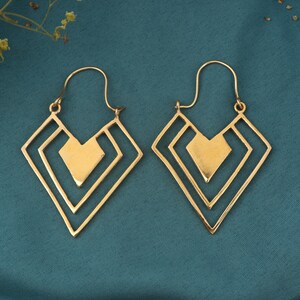 Gold Geometric Dangle Earrings | Modern Minimalist Drop Earrings | Handmade Statement Jewelry