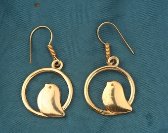 Gold Bird Earrings: Dainty Nature Inspired Dangles