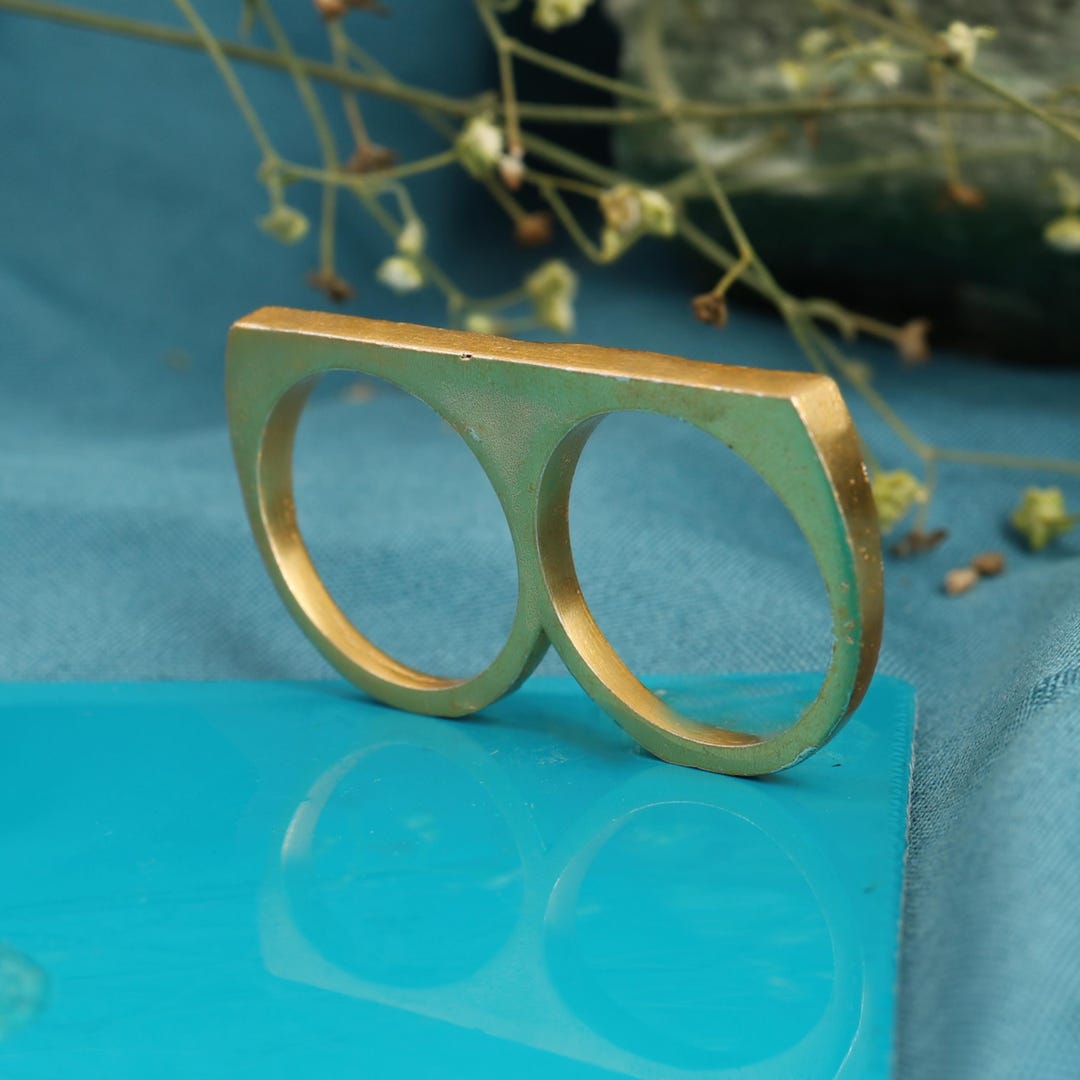 Handmade Brass Double Finger Ring, Minimalist Geometric Boho Ring - Etsy