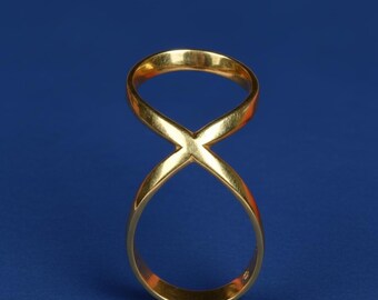 Gold Infinity Ring, X Cross Ring, Minimalist Statement Ring, Freundschaft Geschenk