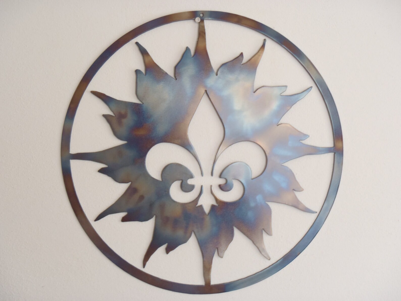 Fleur de Lis and Sun Metal art Round Wall Decor Etsy