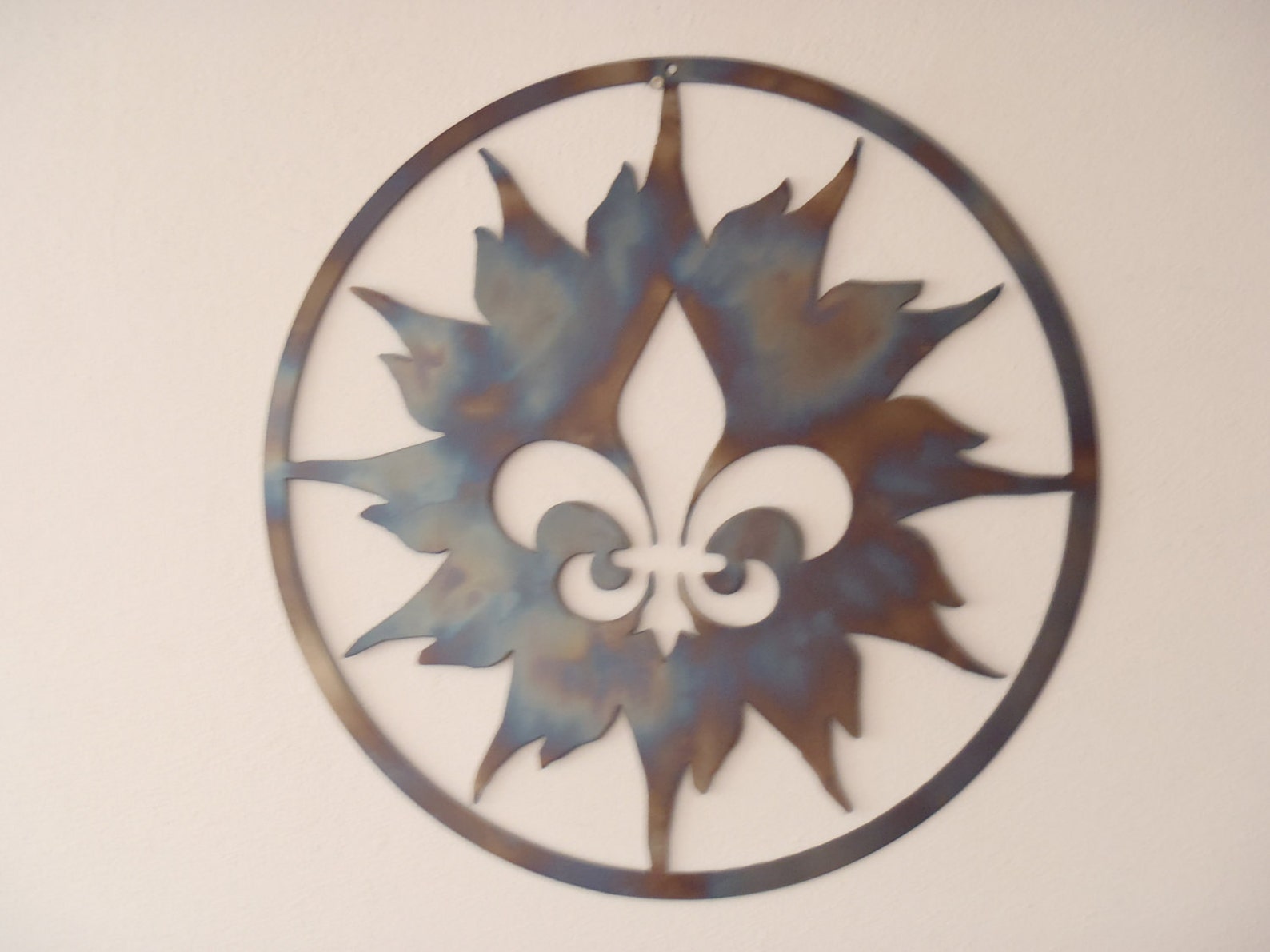 Fleur de Lis and Sun Metal art Round Wall Decor Etsy