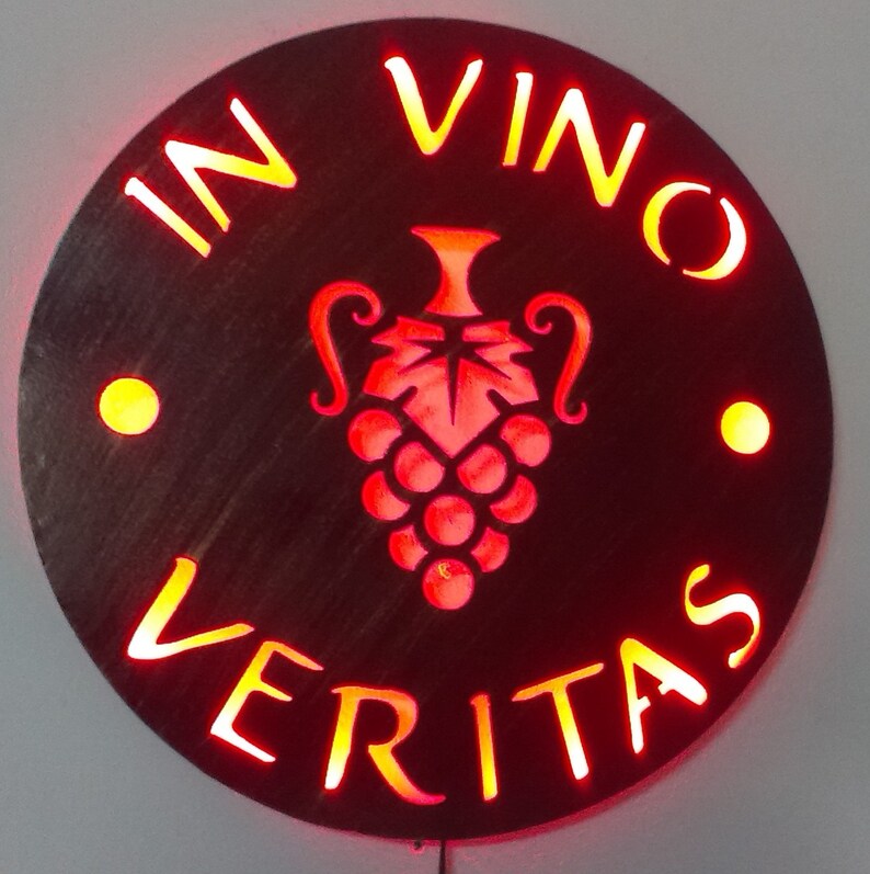 In Vino Veritas Metal Art Wall Lamp With Led Lights Decor