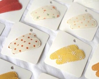 Fabric Snap Hair Clips - Neutral and Yellow Colours, Floral & Gingham Padded Barrettes (Pair)