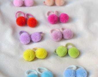 Pompom Baby Hair Ties: Colourful Fluffy Ponytail Holders - Soft & Stretchy