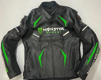 Monster Energy Motorcycle Racing Leather Jacket Biker Coats Armor BIKER Suit
