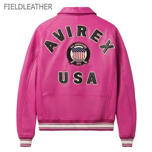 Chaqueta universitaria Avirex de piel auténtica para hombre. imagen 3