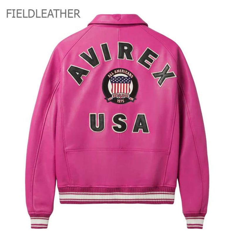 Chaqueta universitaria Avirex de piel auténtica para hombre. imagen 3