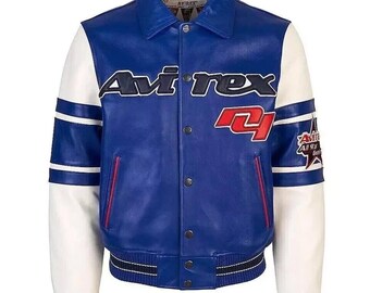 Avirex Leather Bomber Jacket, Genuine Cowhide, Classic Aviator Style