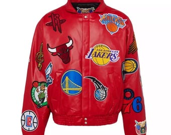 Chaqueta bomber de cuero vegano Jeff Hamilton de los Lakers de la NBA.