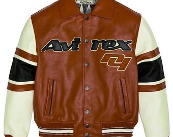 Men's Avirex Leather Bomber Jacket - American Flight Style