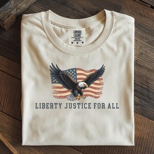 liberty justice for all bald eagle american flag shirt ivory comfort colors