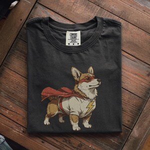 Adorable short-legged dog illustration with a superpower theme