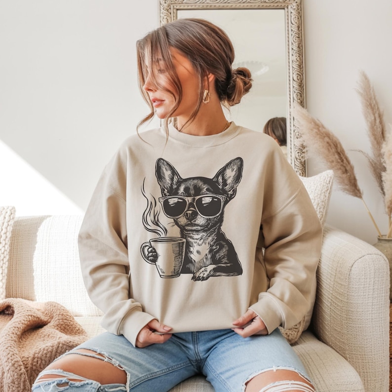 chihuahua coffee lover gift dog mom dad aesthetic tee