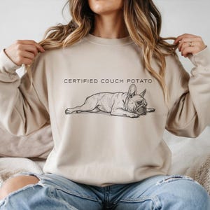 Funny dog mom gift idea with lying down puppy illustration