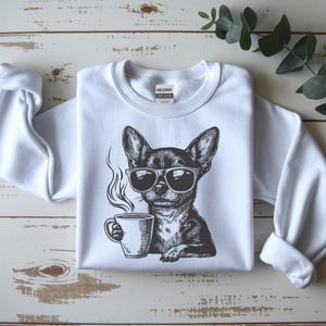 chihuahua sweatshirt hoodie coffee vintage engraving styles