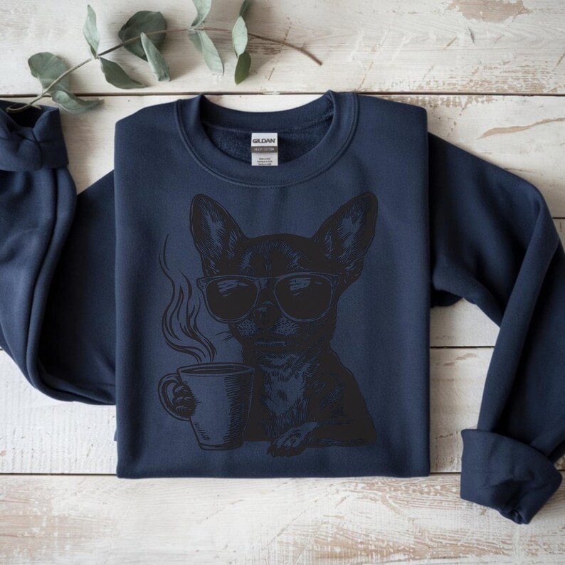 chihuahua vintage coffee shirt back view dog mom gift ivory