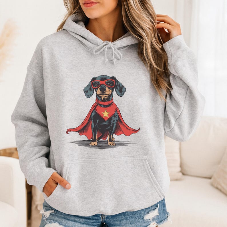 Gift idea for dachshund lovers showing a cute dog ready to save the day