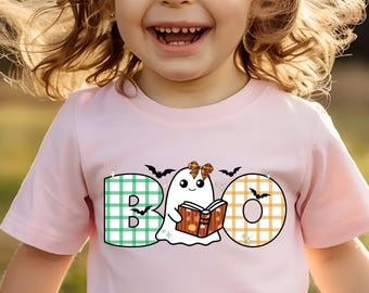 Black to School Boo, schattige Halloween-png, spookachtig esthetisch ontwerp, kinder Trick or Treat-afbeelding, sublimatie Halloween-outfit, png