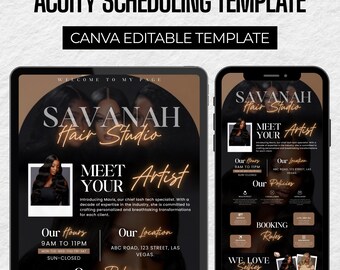 Acuity Scheduling Template: Hair Salon Website Design, Canva bearbeitbar