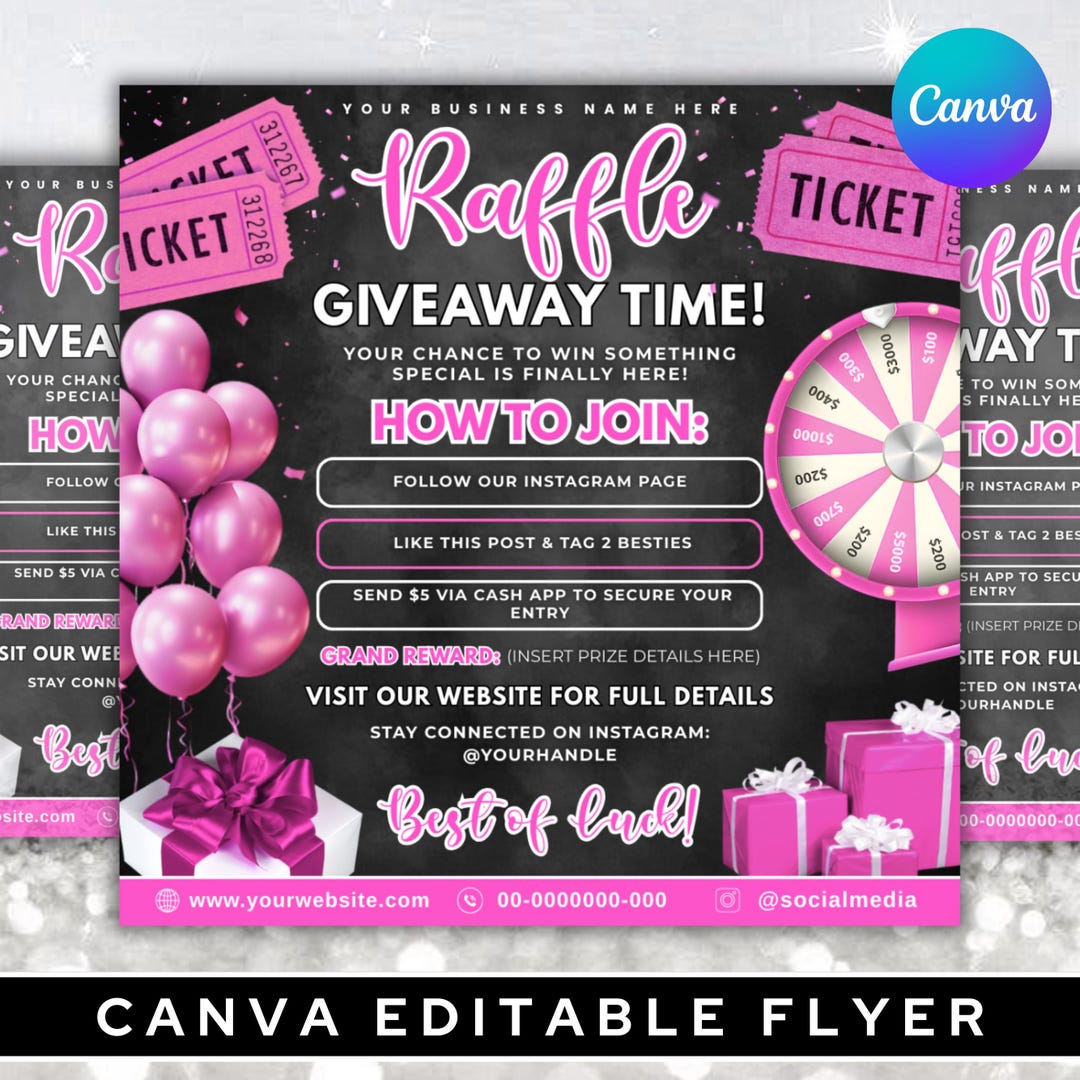 Hair Raffle Raffle Giveaway Flyer, Prize Flyer, Raffle Ticket Flyer, Contest Flyer ...