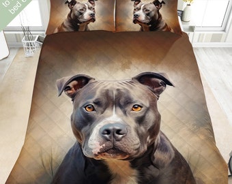 Ensemble de literie Staffordshire Terrier, ensemble de couette, édredon ou ensemble de courtepointe, décoration American Staffordshire, cadeau pour Staffie Lover maman papa