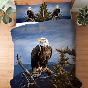 Bald Eagle Bedding Set, Duvet Set, Comforter Set Or Quilt Set, Bald Eagle Decor, Gift for Eagle Lovers, Wildlife Decor, Rustic Cabin Decor