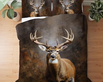 Herten beddengoed set Dekbedovertrek dekbed set of quiltset, wildlife decor, White Tail Deer cadeau, cabine rustiek decor, cadeau voor hertenliefhebber