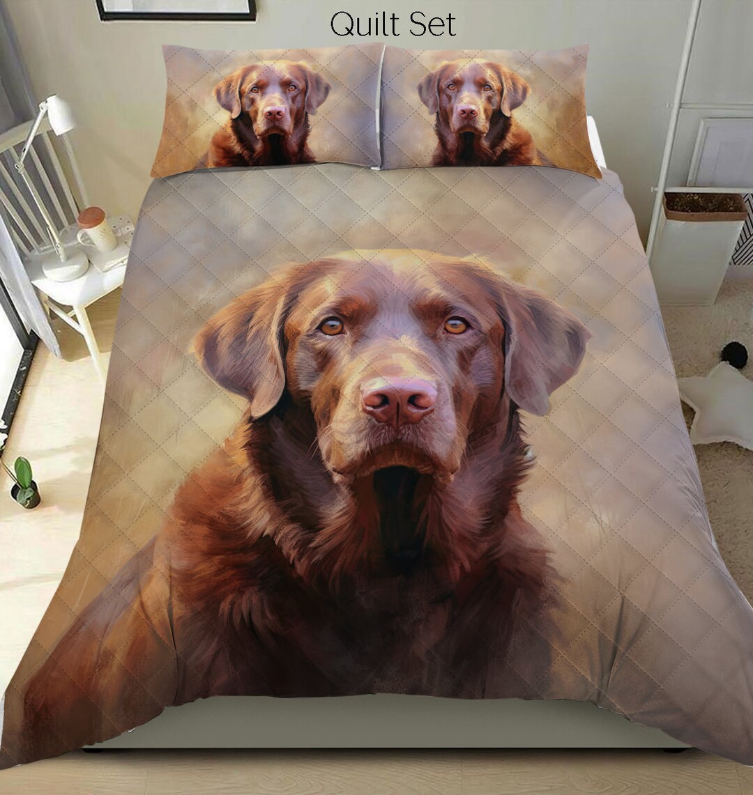 Chocolate Lab Bedding Set Chocolate Lab Quilt Set Comforter Etsy